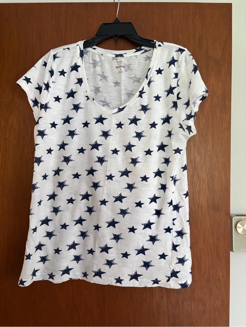 Style & Co. White Short-Sleeve Tee with Navy Star Print